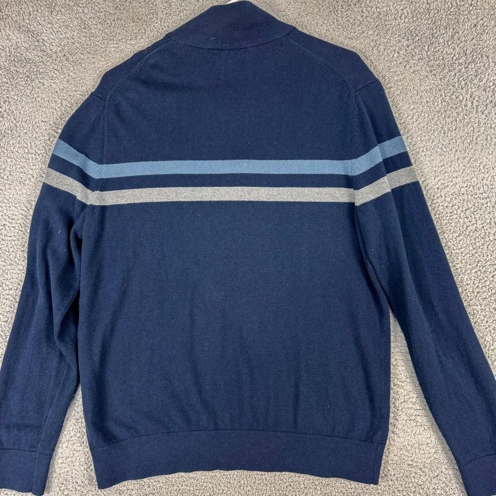 Banana Republic Sweater Mens Large Blue Silk Cashmere 1/4 Zip Mock Neck Pullover
